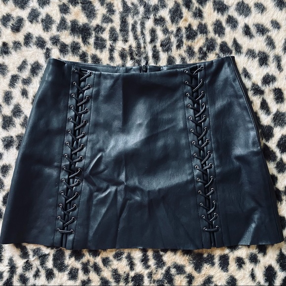 Zara Dresses & Skirts - Zara lace up black faux leather mini skirt